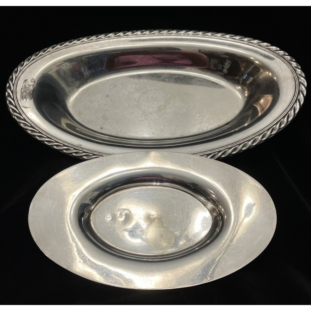 Lot of 2 Silverplated Serving Trays 1960s WMF and WM Rogers Vintage Silver Plate